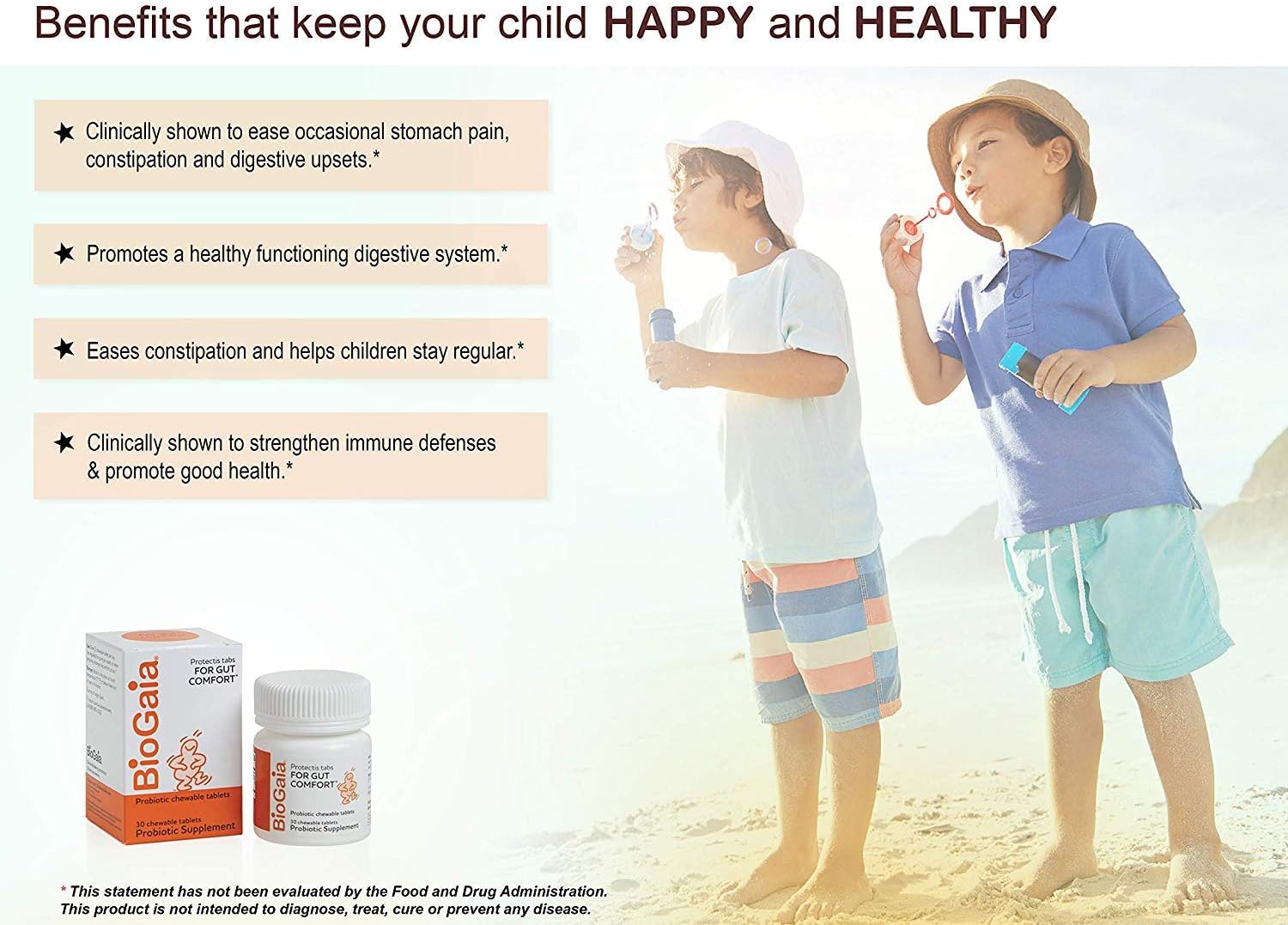 BioGaia Probiotic Chewable Tablets - Pack of 6, 30 Tablets per Pack