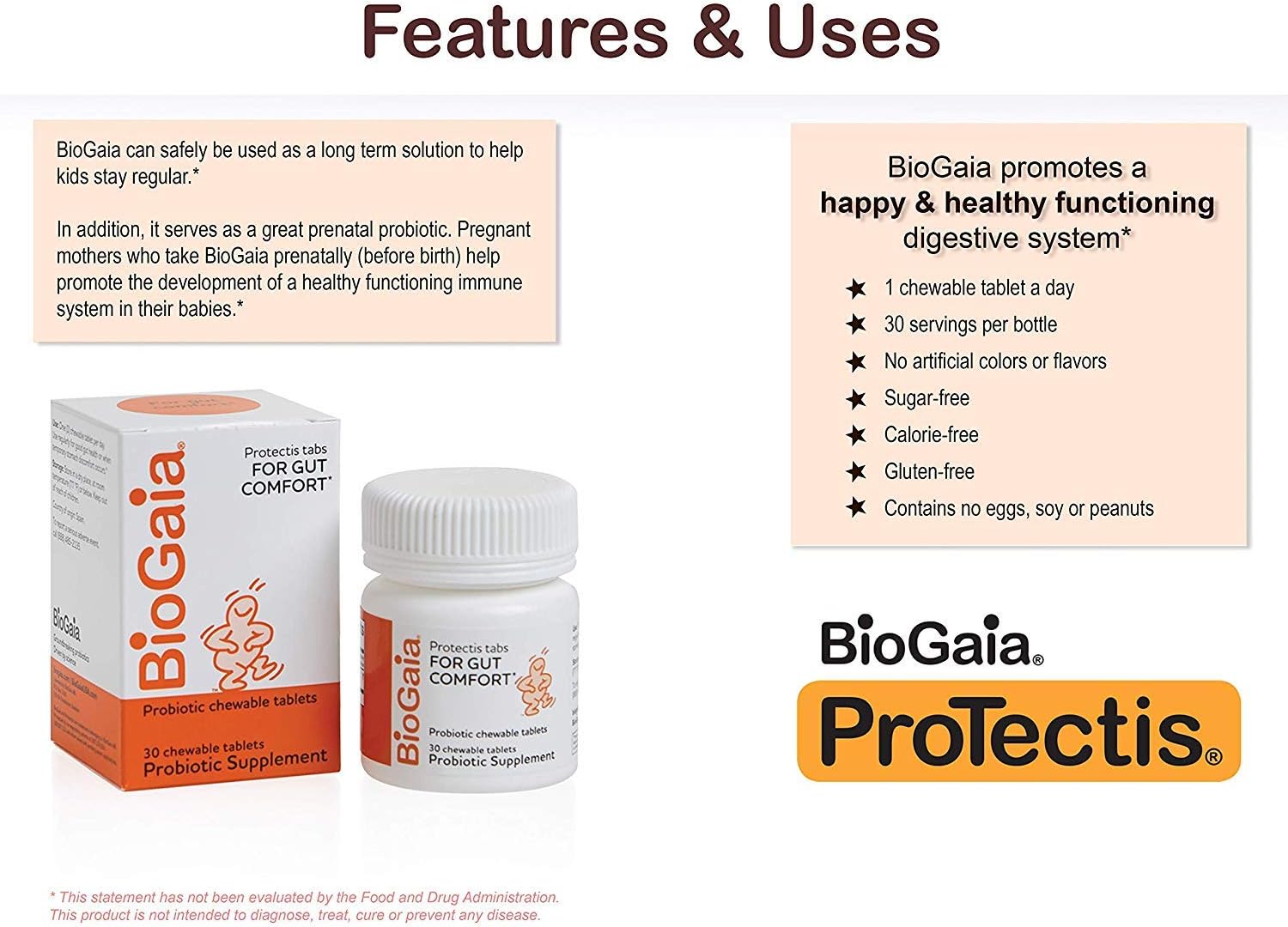 BioGaia Probiotic Chewable Tablets - Pack of 6, 30 Tablets per Pack