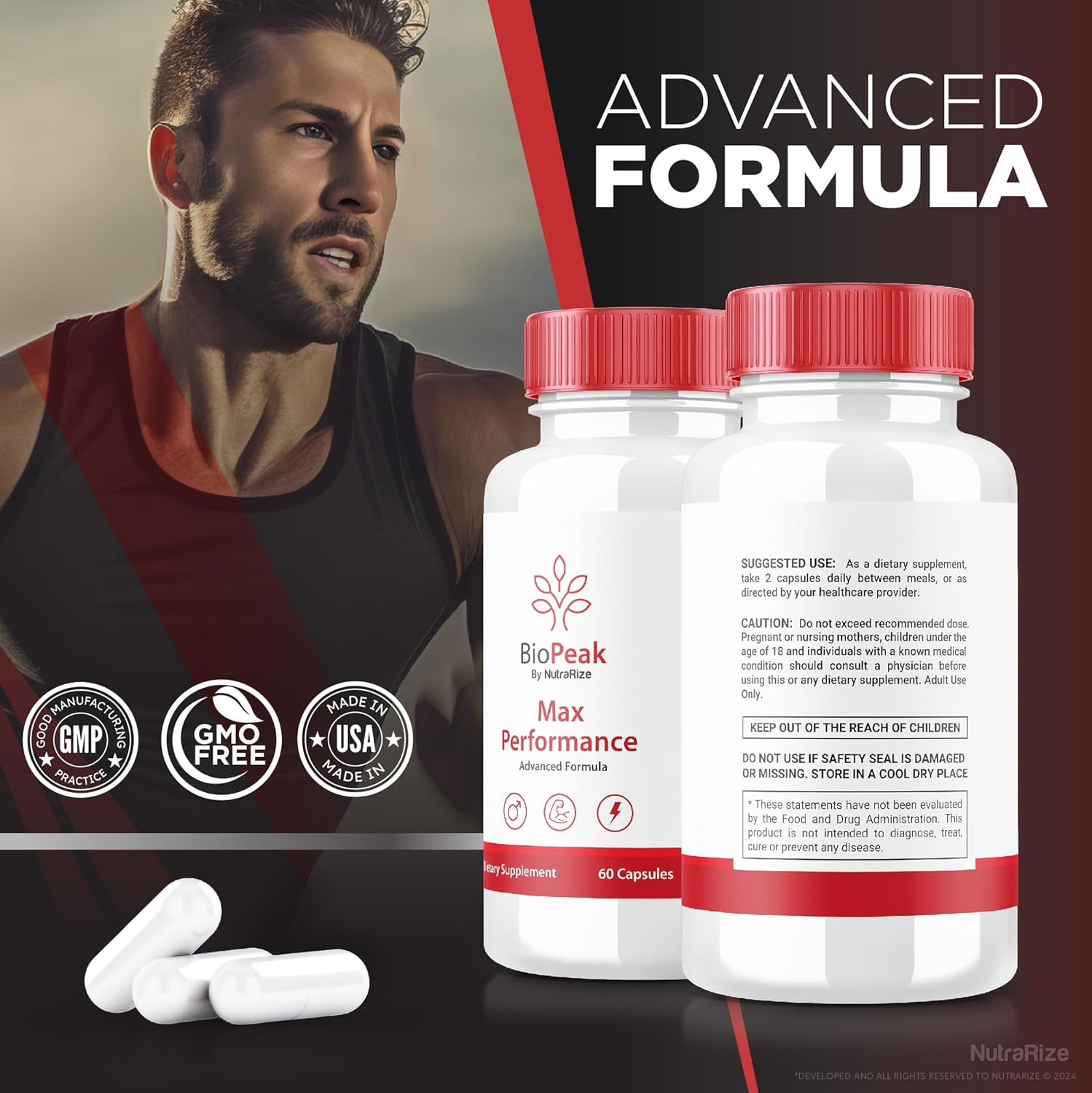 Biopeak Male Enhancement Pills (2 Pack) - Natural Supplement for Performance & Health - Official Reviews - 120 Capsules