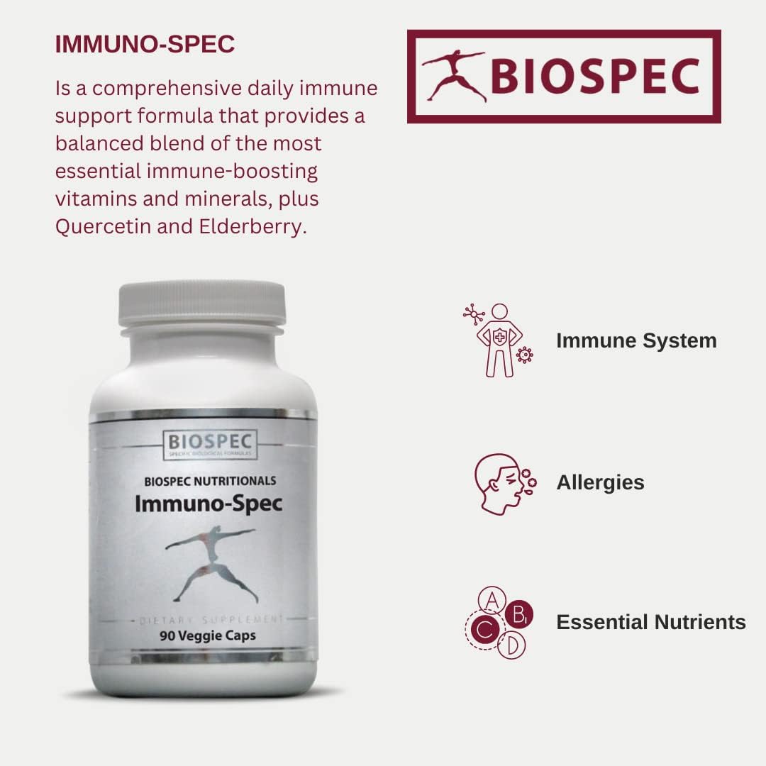 BIOSPEC NUTRITIONALS Immuno-Spec - Daily Immune Support with Essential Vitamins, Minerals, Quercetin, Elderberry, and Bromelain