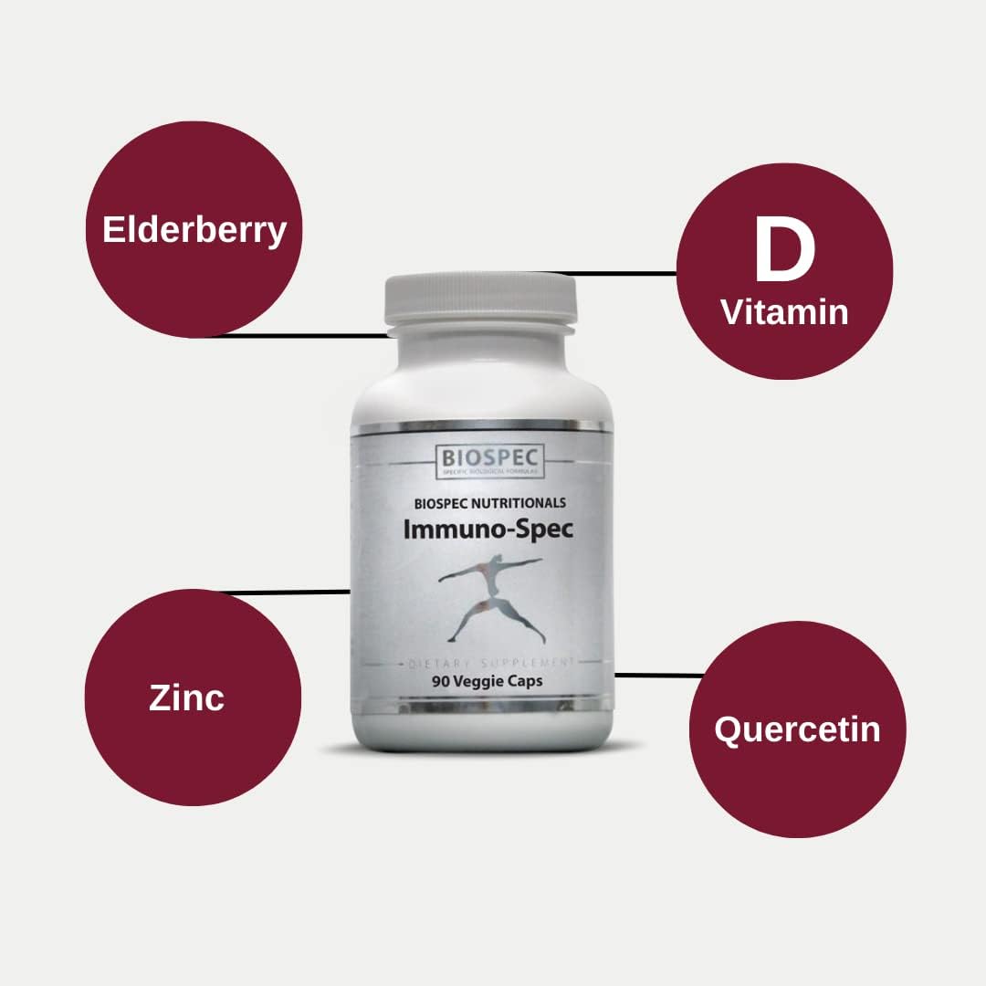 BIOSPEC NUTRITIONALS Immuno-Spec - Daily Immune Support with Essential Vitamins, Minerals, Quercetin, Elderberry, and Bromelain