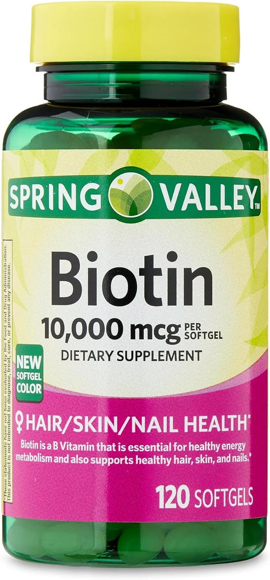 Biotin 10,000 mcg Softgels for Hair, Skin, Nails - 120 Count Dietary Supplement