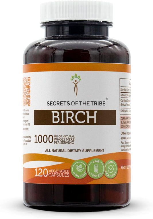 Birch (Betula Pendula) Dried Leaf 1000mg Capsules - Secrets of the Tribe