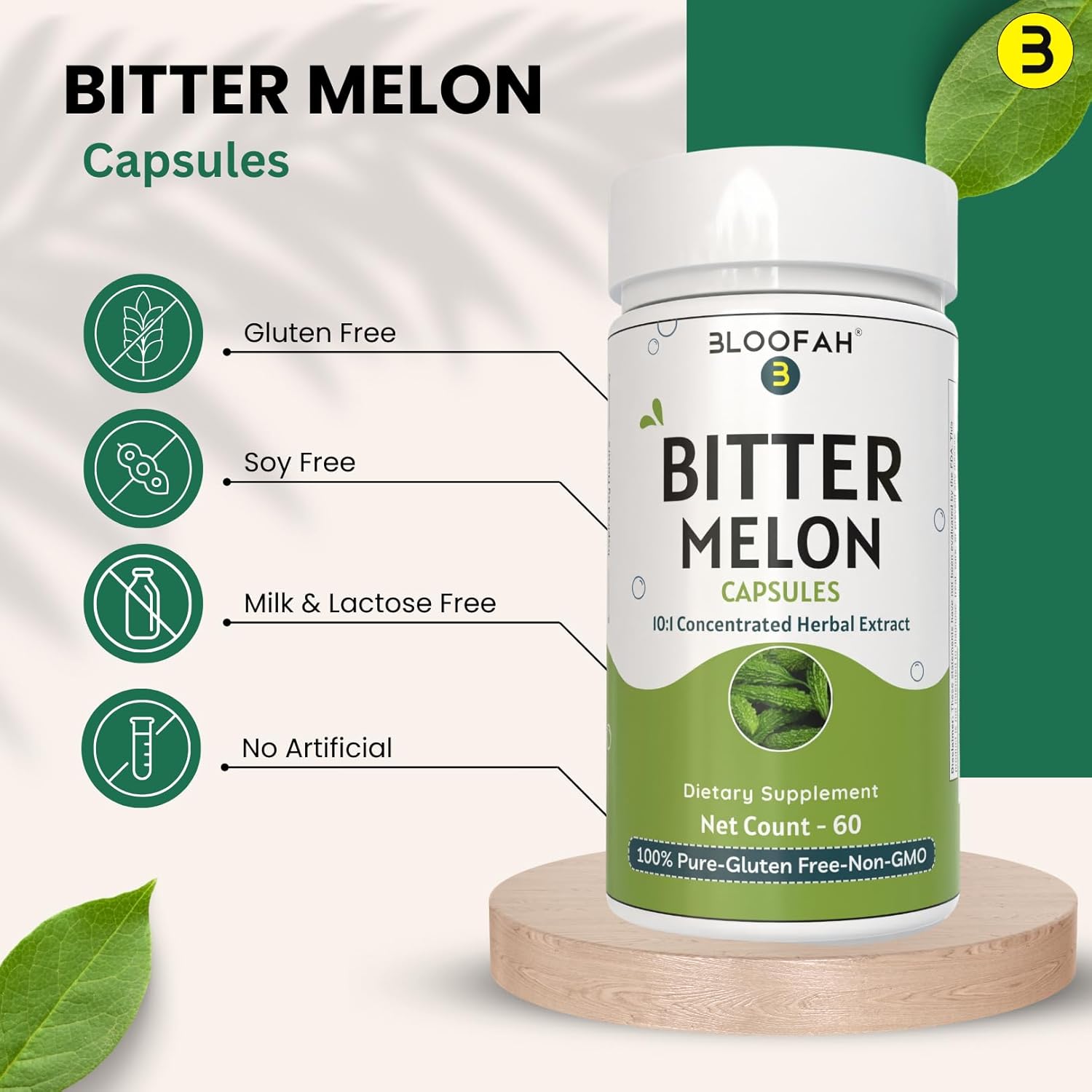 Bitter Melon Fruit Capsules 500mg | Momordica Charantia Extract | Pure & Potent Supplement | Non-GMO, Gluten-Free (60 Capsules)