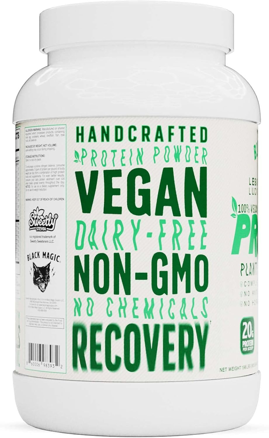 Black Magic Plant-Based Vegan Protein Powder - Keto Friendly, Low Sugar, Dairy Free - Chocolate Ice Cream Flavor - 20g Protein per Serving - 2 LB Container