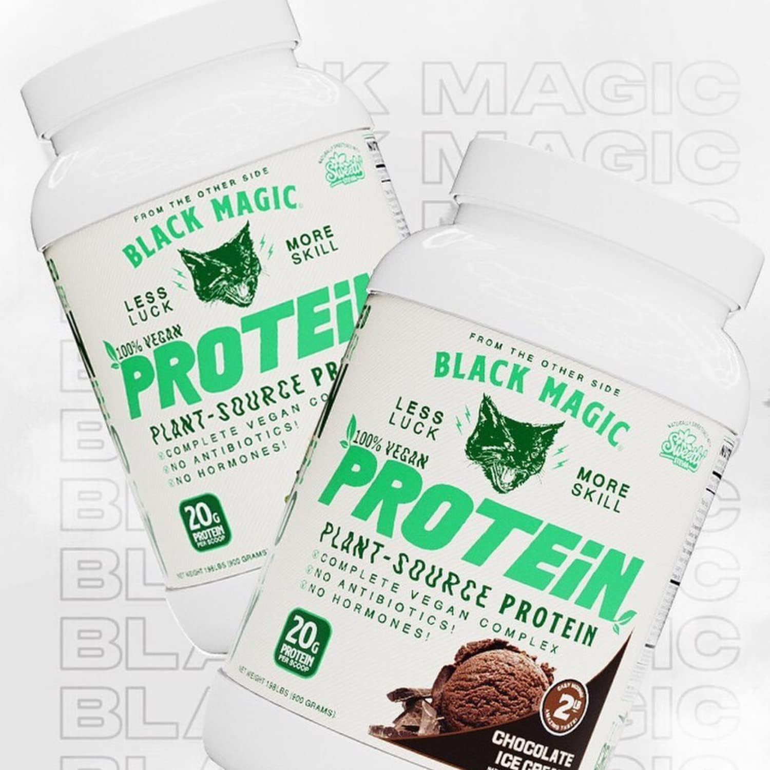 Black Magic Plant-Based Vegan Protein Powder - Keto Friendly, Low Sugar, Dairy Free - Chocolate Ice Cream Flavor - 20g Protein per Serving - 2 LB Container