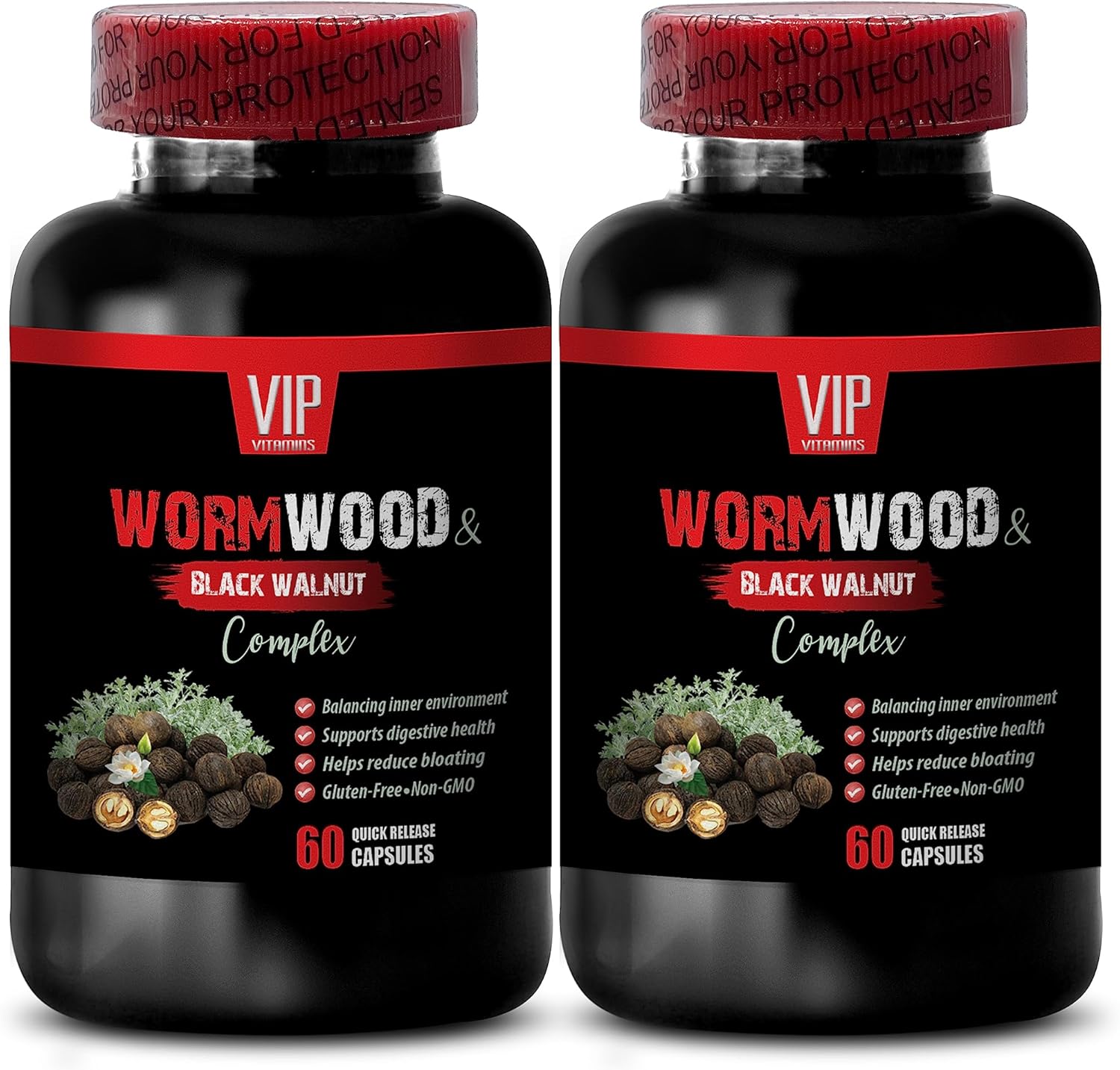 Black Walnut Wormwood Cloves Supplement - 1500 MG Complex, 2 Bottles (120 Capsules) VIP Supplements
