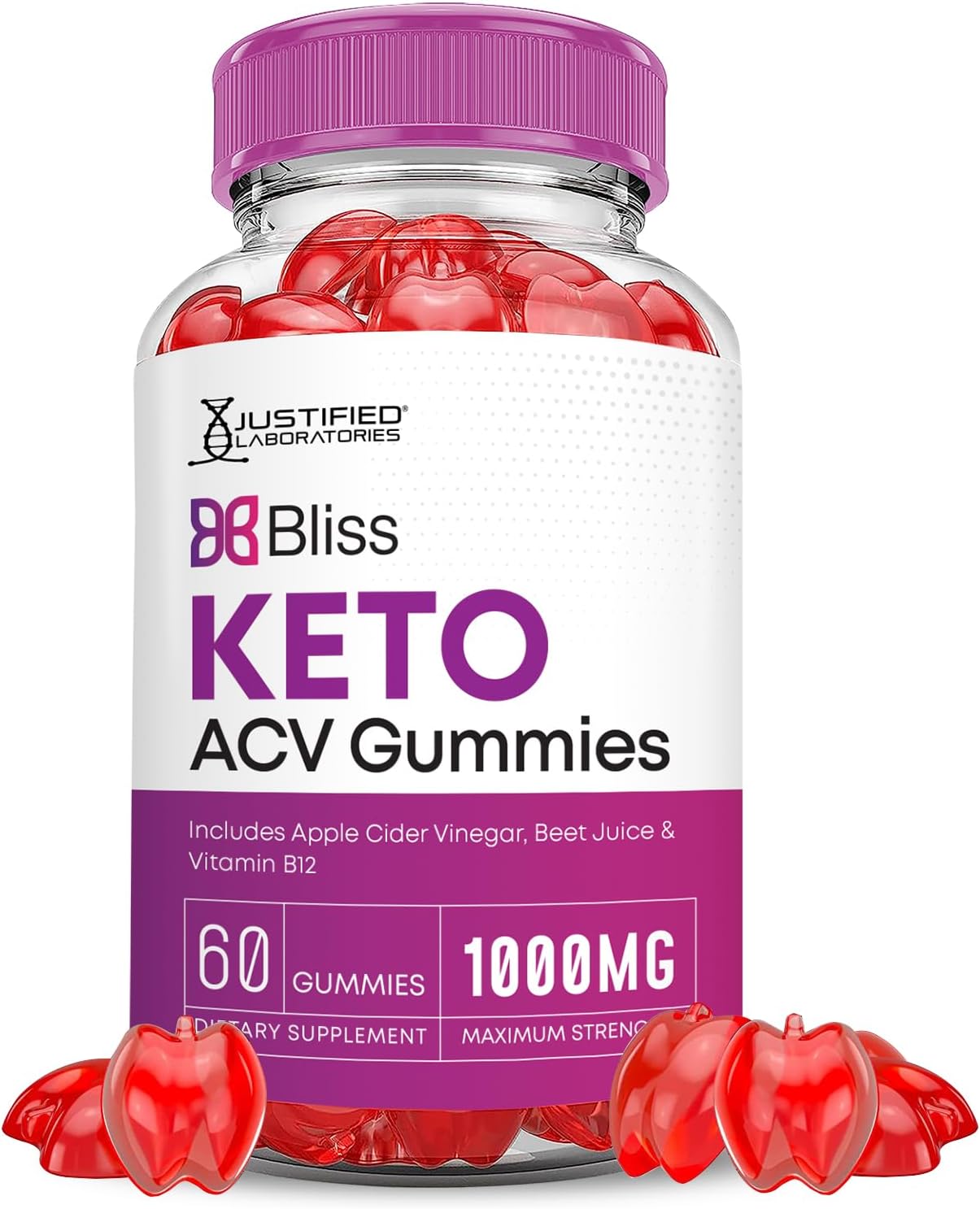 Bliss Keto ACV Gummies (5 Pack) - Advanced Formula 1000MG X 10 with Pomegranate Beet Juice Powder - B12 Vegan Non GMO - 300 Gummies