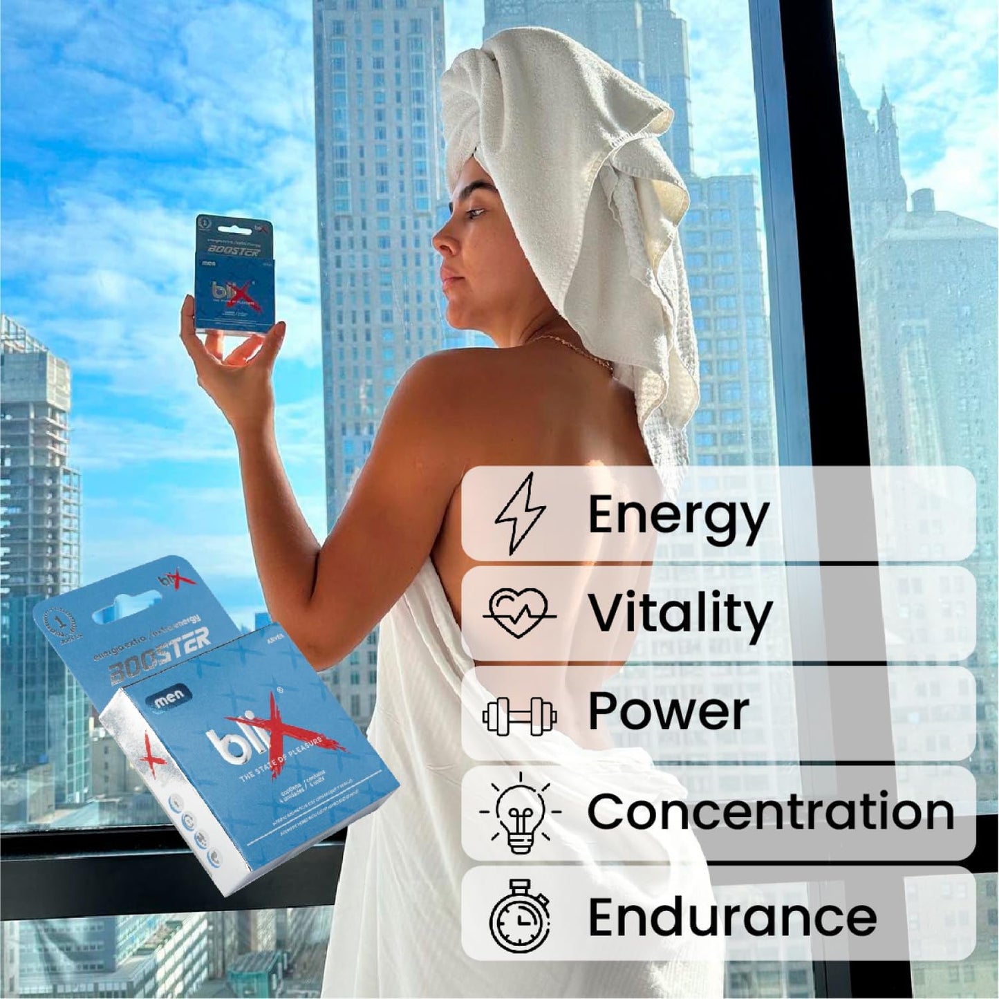 BLIX Men's Energy Booster Supplement - Pack of 4, Increase Stamina and Vitality