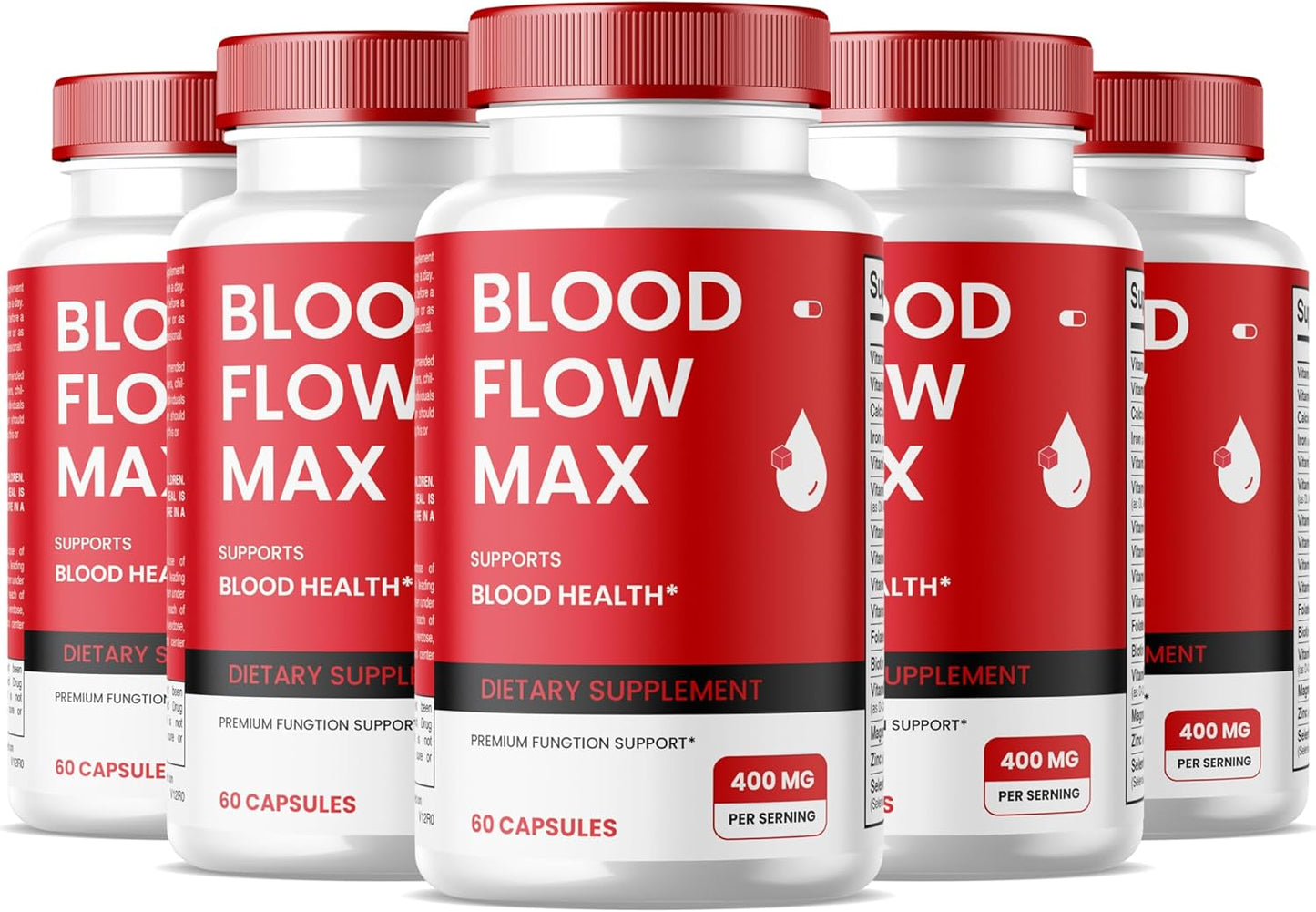 Blood Flow Max Capsules - Advanced Formula for Healthy Circulation - Maximum Strength Supplement - All Natural Vitamin Pills for Wellness - Pack of 5