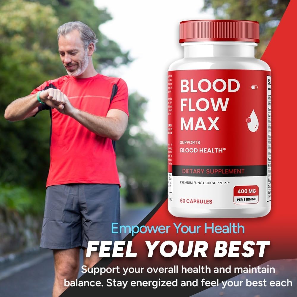 Blood Flow Max Capsules - Advanced Formula for Healthy Circulation - Maximum Strength Supplement - All Natural Vitamin Pills for Wellness - Pack of 5