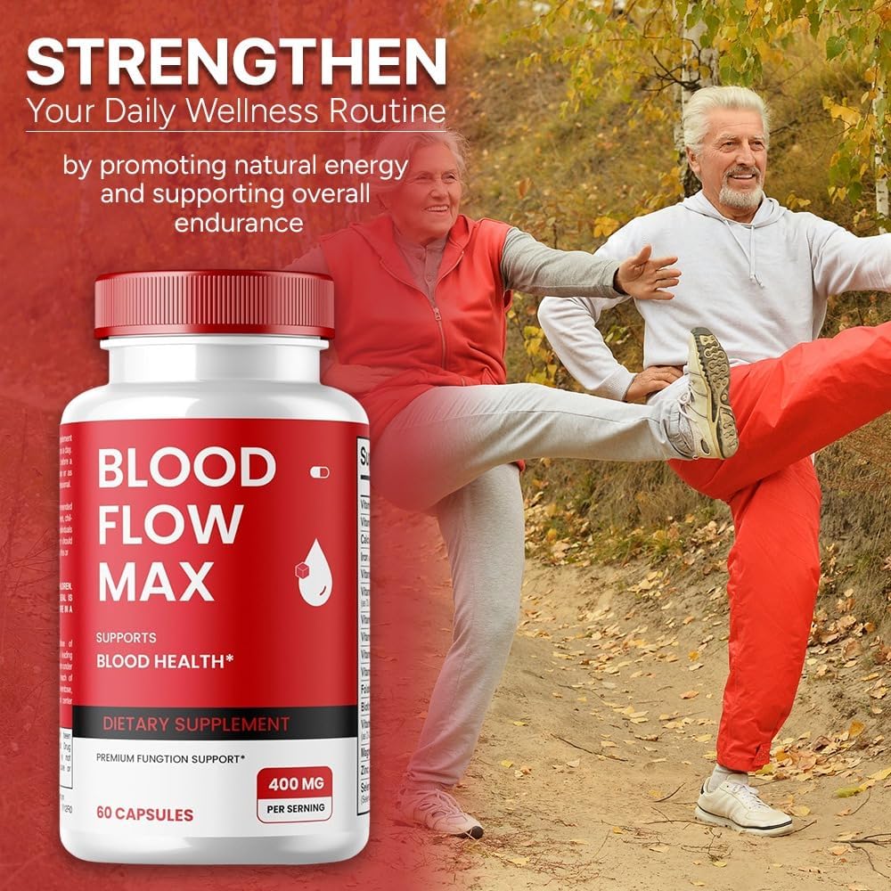 Blood Flow Max Capsules - Advanced Formula for Healthy Circulation - Maximum Strength Supplement - All Natural Vitamin Pills for Wellness - Pack of 5