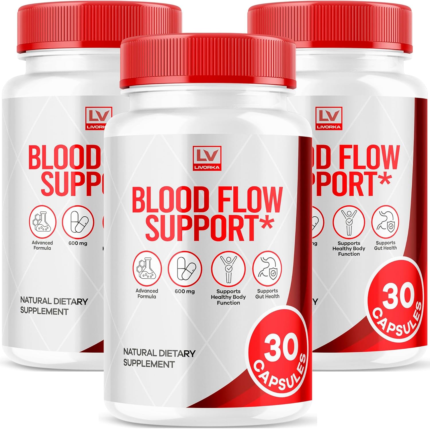 Blood Flow Support Capsules (90 Count) - All Natural Vitamin Pills for Improved Circulation - Advanced Formula with Positive Reviews - 3 Month Supply
