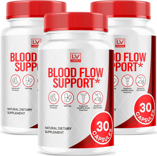 Blood Flow Support Capsules (90 Count) - All Natural Vitamin Pills for Improved Circulation - Advanced Formula with Positive Reviews - 3 Month Supply