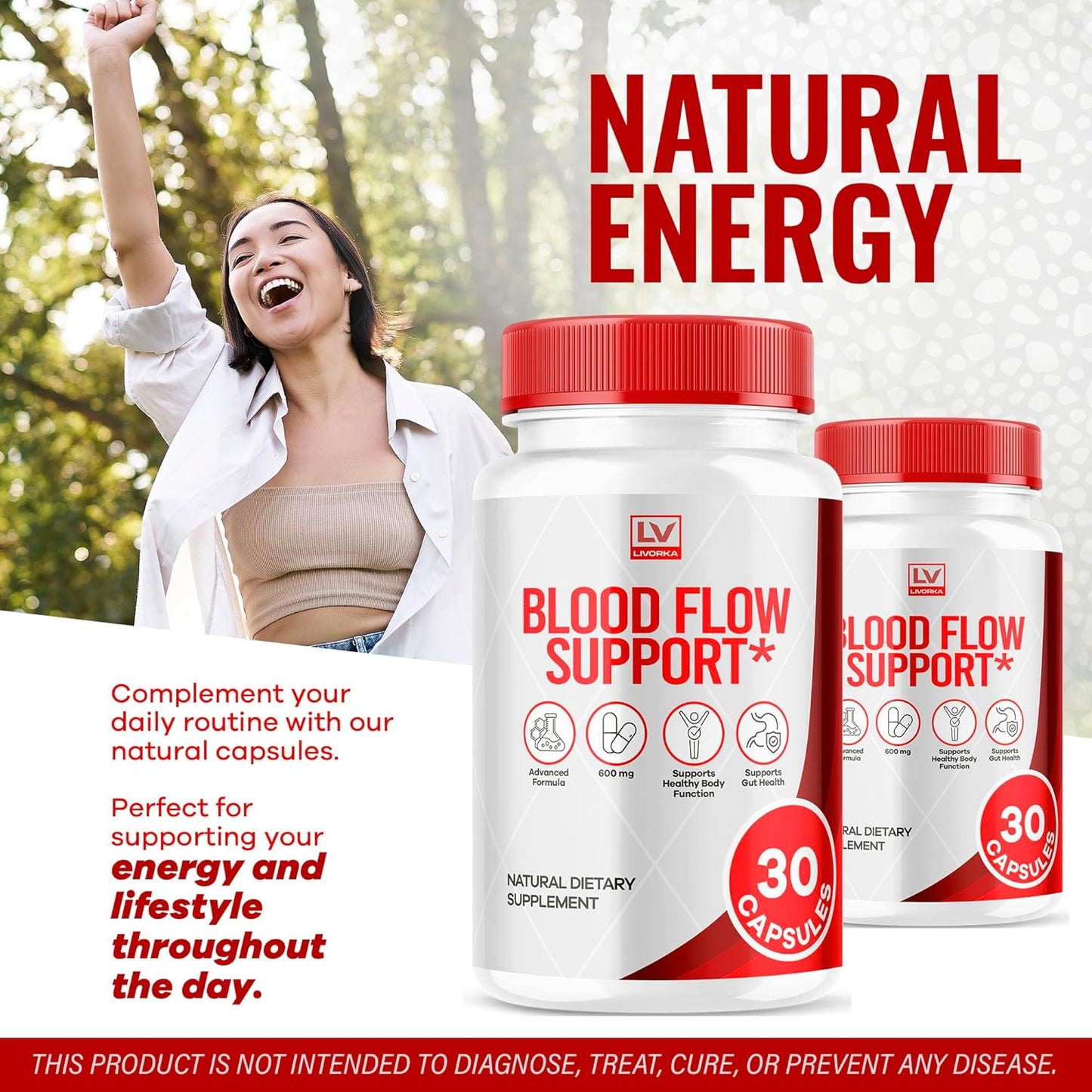 Blood Flow Support Capsules (90 Count) - All Natural Vitamin Pills for Improved Circulation - Advanced Formula with Positive Reviews - 3 Month Supply