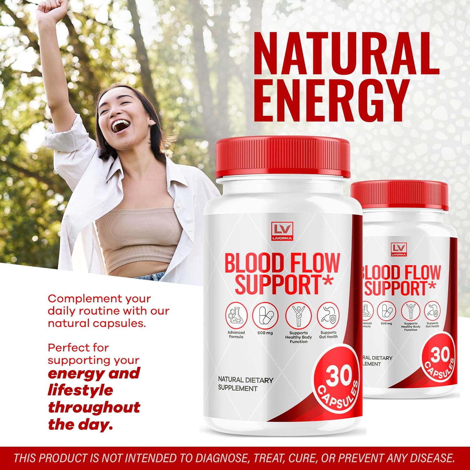 Blood Flow Support Capsules (90 Count) - All Natural Vitamin Pills for Improved Circulation - Advanced Formula with Positive Reviews - 3 Month Supply