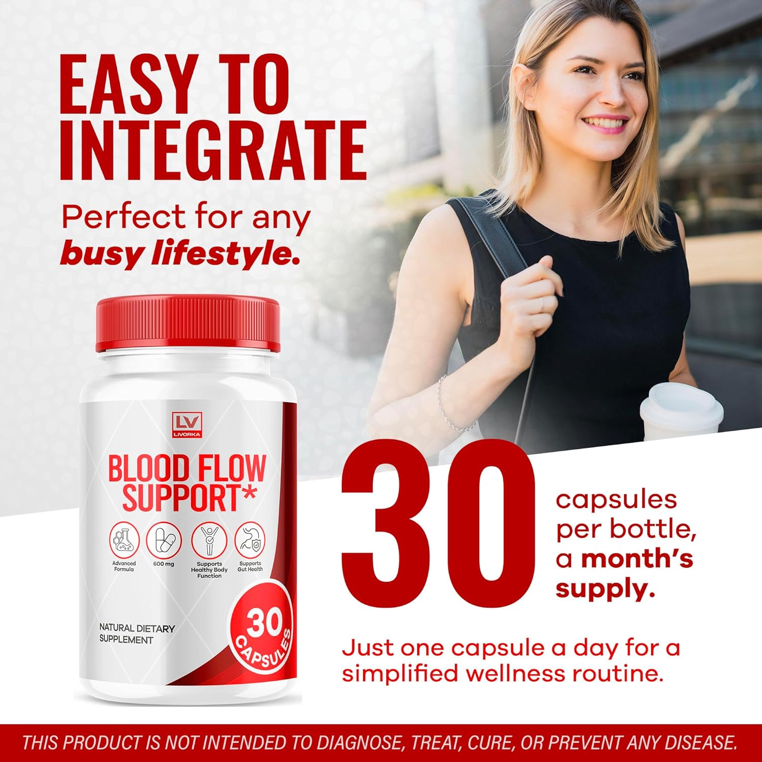 Blood Flow Support Capsules (90 Count) - All Natural Vitamin Pills for Improved Circulation - Advanced Formula with Positive Reviews - 3 Month Supply