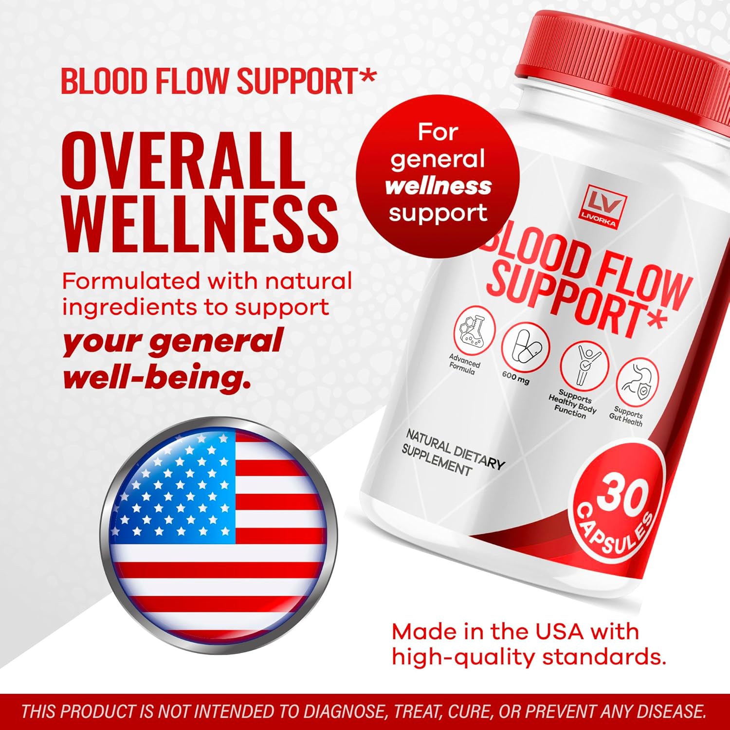 Blood Flow Support Capsules (90 Count) - All Natural Vitamin Pills for Improved Circulation - Advanced Formula with Positive Reviews - 3 Month Supply