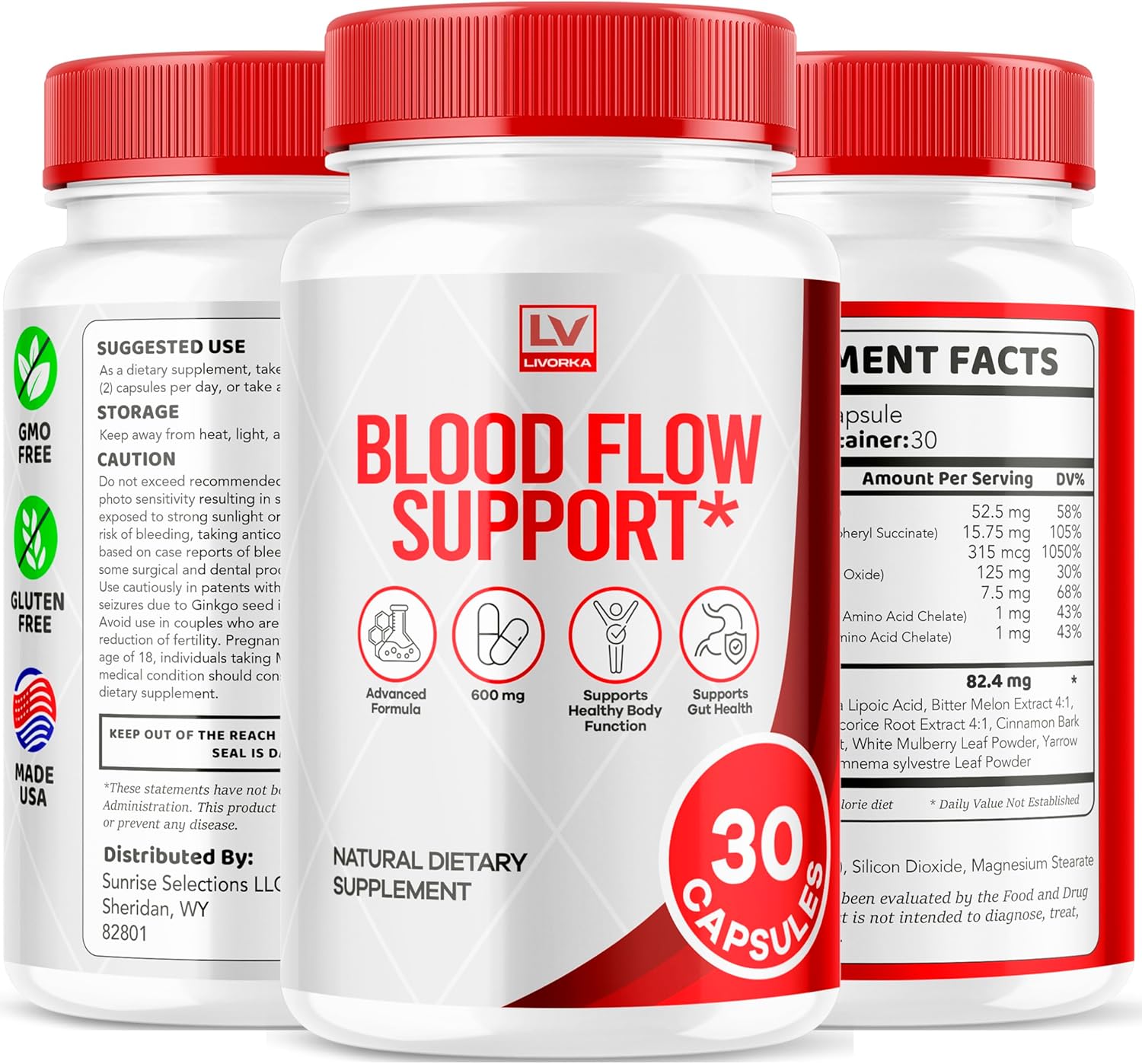 Blood Flow Support Capsules (90 Count) - All Natural Vitamin Pills for Improved Circulation - Advanced Formula with Positive Reviews - 3 Month Supply