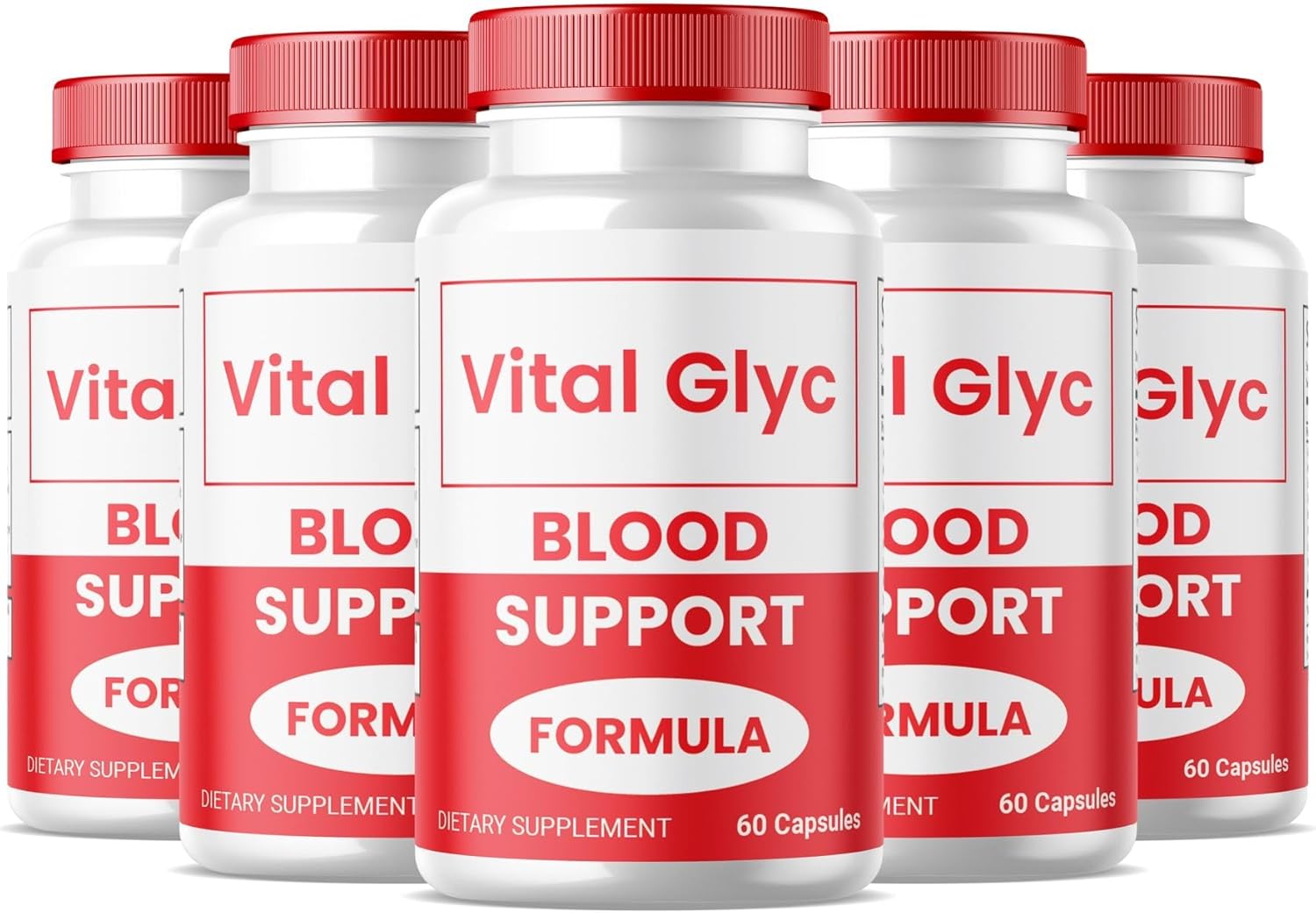 Blood Support Formula Capsules (5 Pack) - Vital Glyc, Blood Vessel Cleaner, Glyco Optimizer, Supports Health & Wellness - 300 Capsules