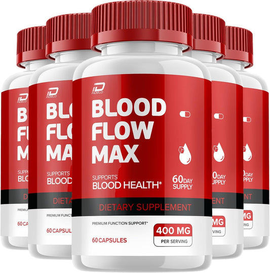 BloodFlowMax Advanced Formula Capsules - Extra Strength Blood Flow Support for Overall Wellness with All-Natural Vitamins (5 Pack - 300 Capsules)