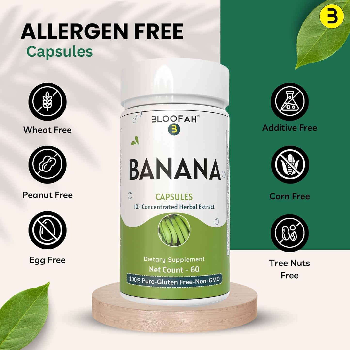 Bloofah Banana Fruit Capsules 500mg Concentrated Extract | Musa spp. Herbal Supplement | Non-GMO, Gluten-Free | Banana Powder (60 Capsules)