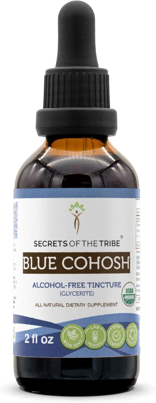 Blue Cohosh Herbal Drops - USDA Organic Alcohol-Free Extract - High Potency - 100% Certified Organic Dried Root - 2 Fl Oz