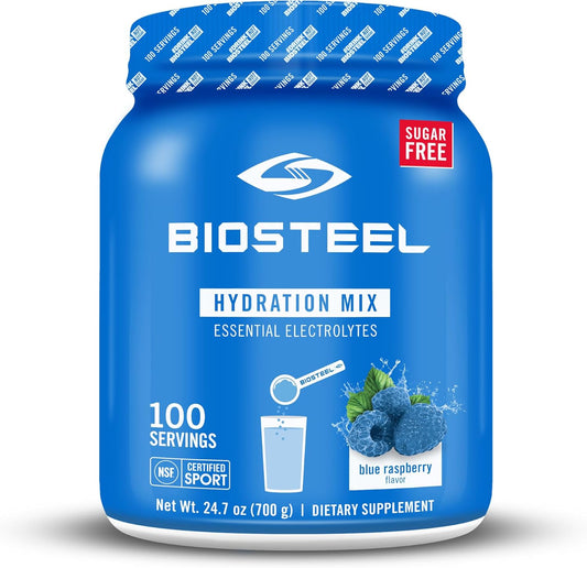 Blue Raspberry BioSteel Zero Sugar Hydration Mix - 100 Servings, 5 Essential Electrolytes, Great Taste