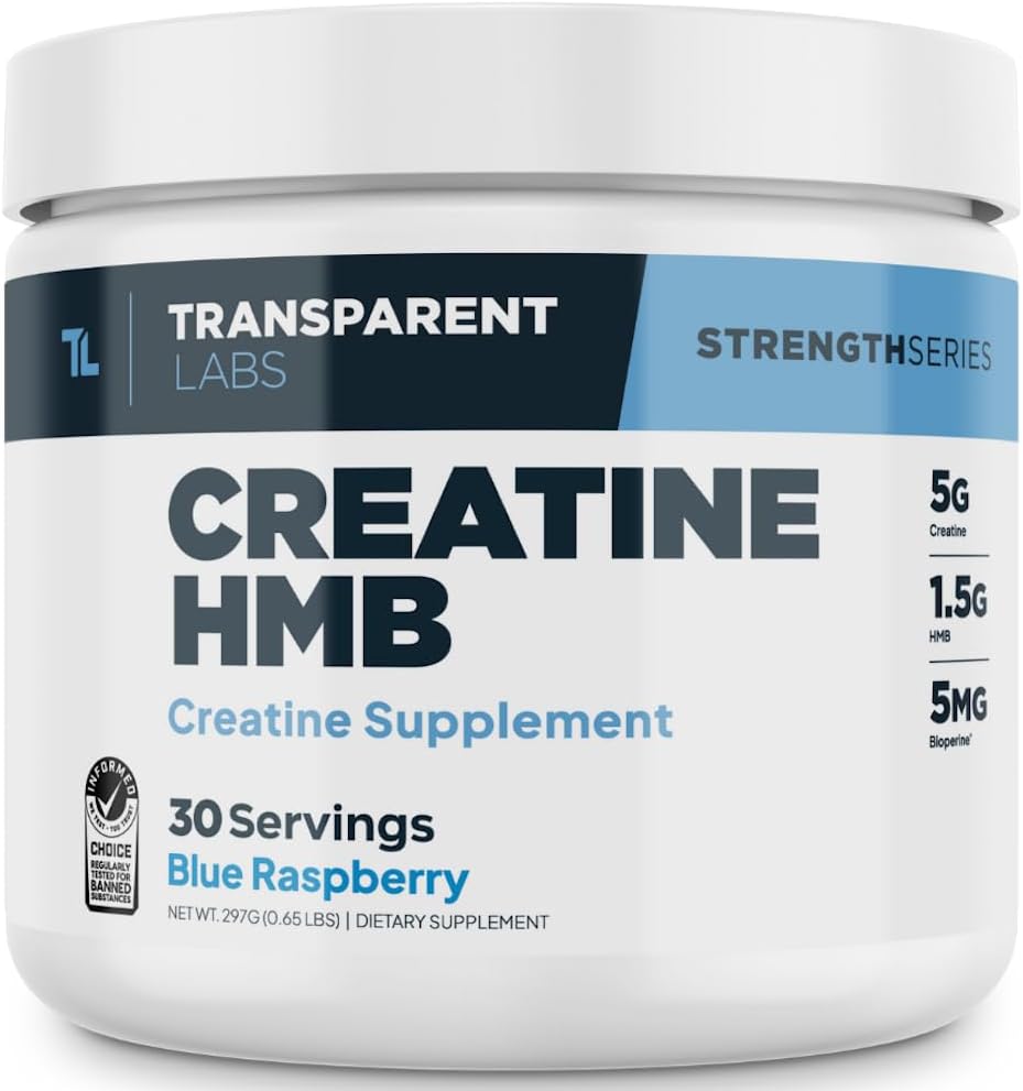 Blue Raspberry Creatine HMB Powder - 0.65 Lbs, 30 Servings