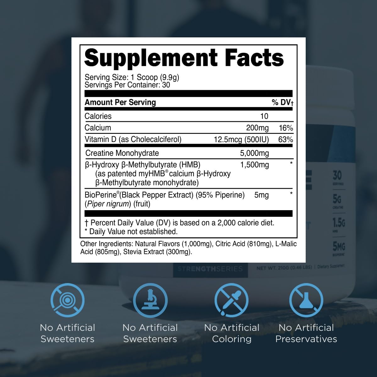 Blue Raspberry Creatine HMB Powder - 0.65 Lbs, 30 Servings