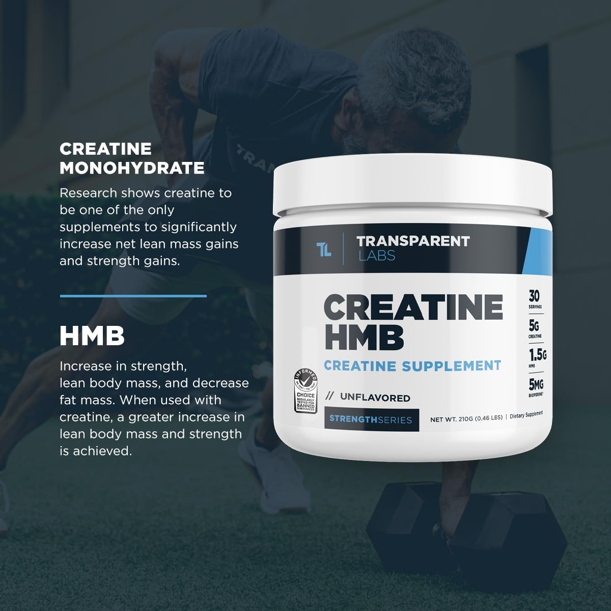 Blue Raspberry Creatine HMB Powder - 0.65 Lbs, 30 Servings