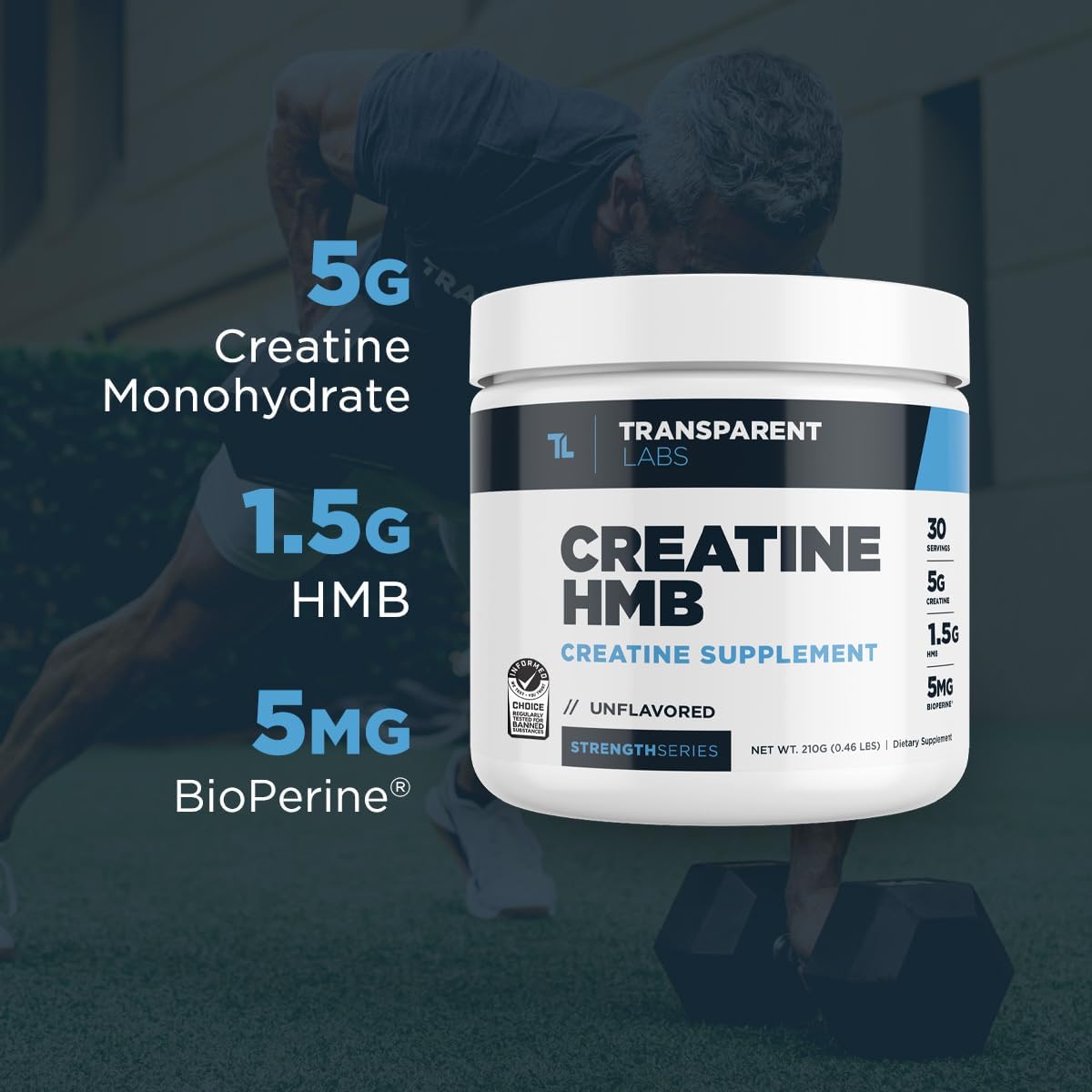 Blue Raspberry Creatine HMB Powder - 0.65 Lbs, 30 Servings
