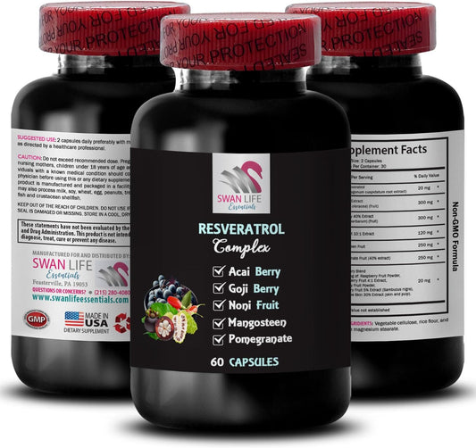 Blueberry Balance Resveratrol Complex Capsules - Berry Benefits for Daily Energy and Antioxidant Properties - Noni and Pomegranate Blend for Active Lifestyle - 60 Count