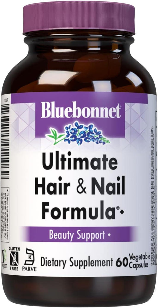 Bluebonnet Nutrition Beauty Within Hair and Nail Formula - Vitamins, Minerals, Specialty Nutrients - Gluten-Free, Kosher, Dairy-Free, Vegan - 60 Capsules