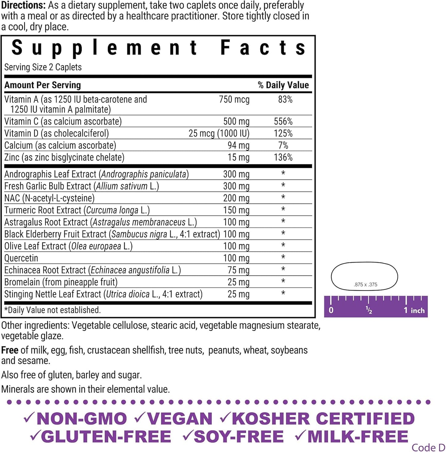 Bluebonnet Nutrition Immune Defense Whole Food-Based Formula Caplets - Seasonal Support, Soy-Free, Gluten-Free, Kosher, Non-GMO, Dairy-Free, Vegetarian - 60 Count