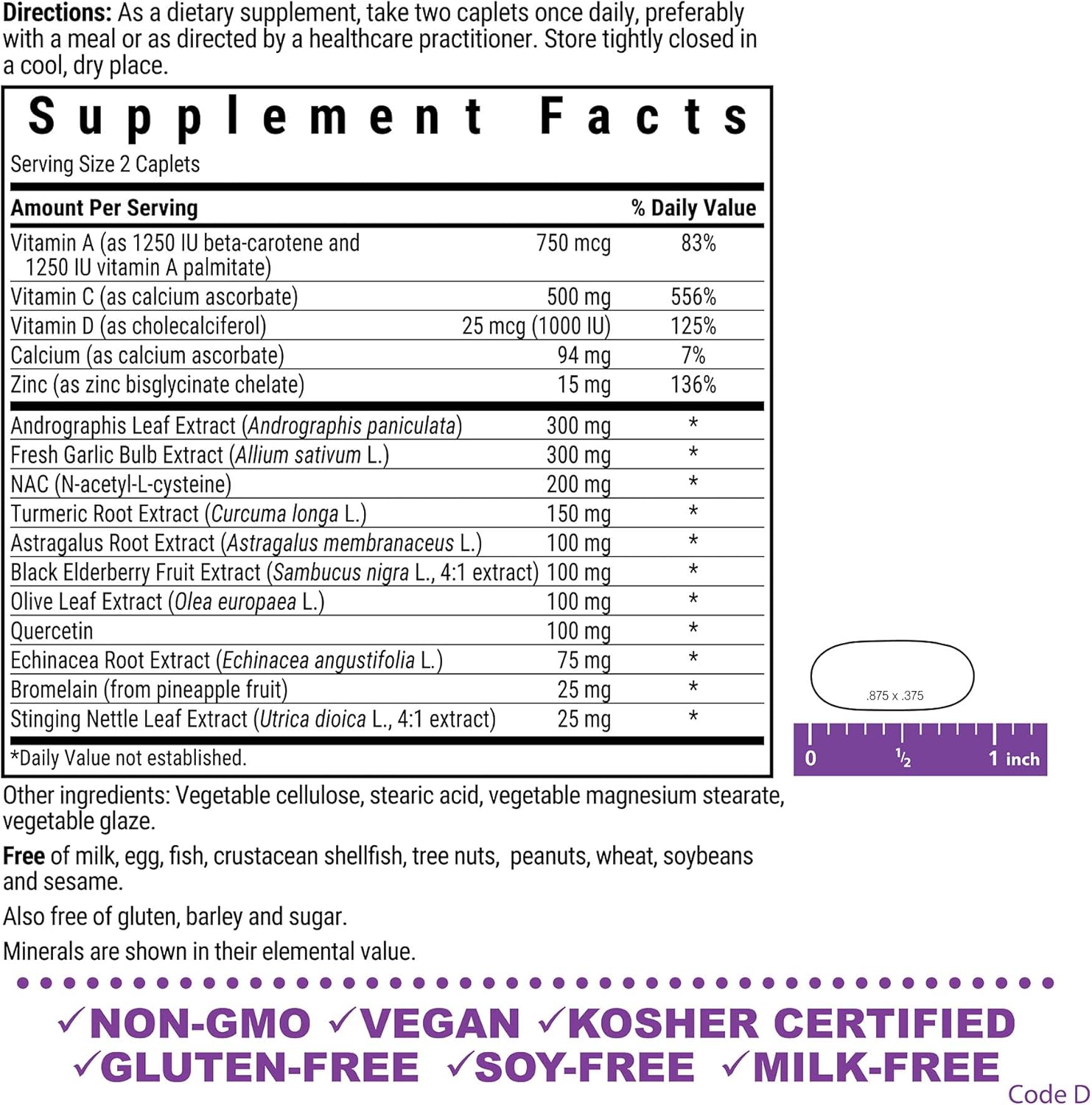 Bluebonnet Nutrition Immune Defense Whole Food-Based Formula Caplets - Seasonal Support, Soy-Free, Gluten-Free, Kosher, Non-GMO, Dairy-Free, Vegetarian - 60 Count
