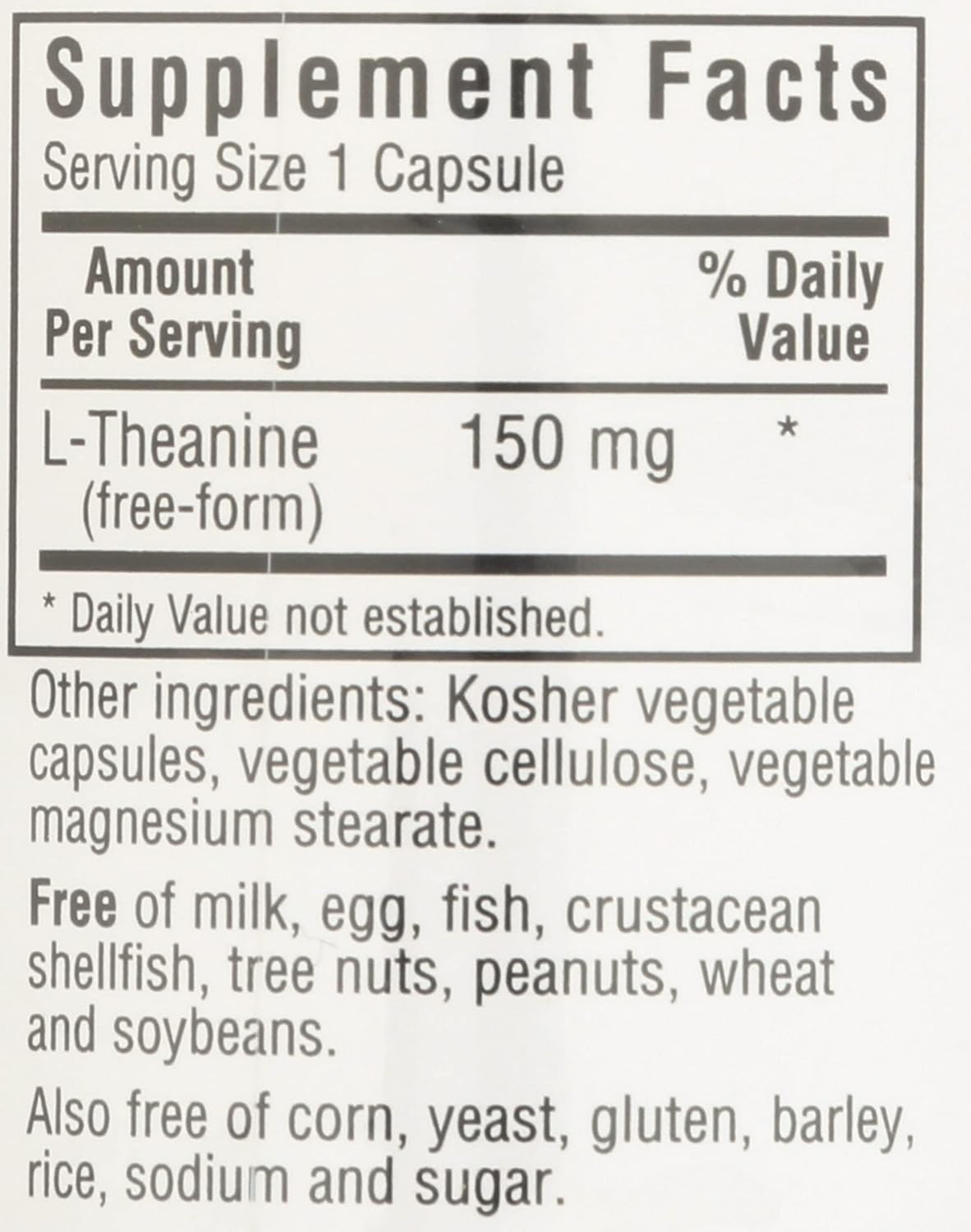 Bluebonnet Nutrition L-Theanine 200mg Capsules - 30 Count Bottle