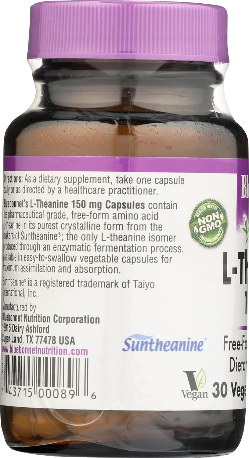 Bluebonnet Nutrition L-Theanine 200mg Capsules - 30 Count Bottle