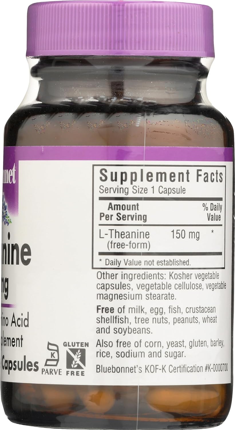 Bluebonnet Nutrition L-Theanine 200mg Capsules - 30 Count Bottle