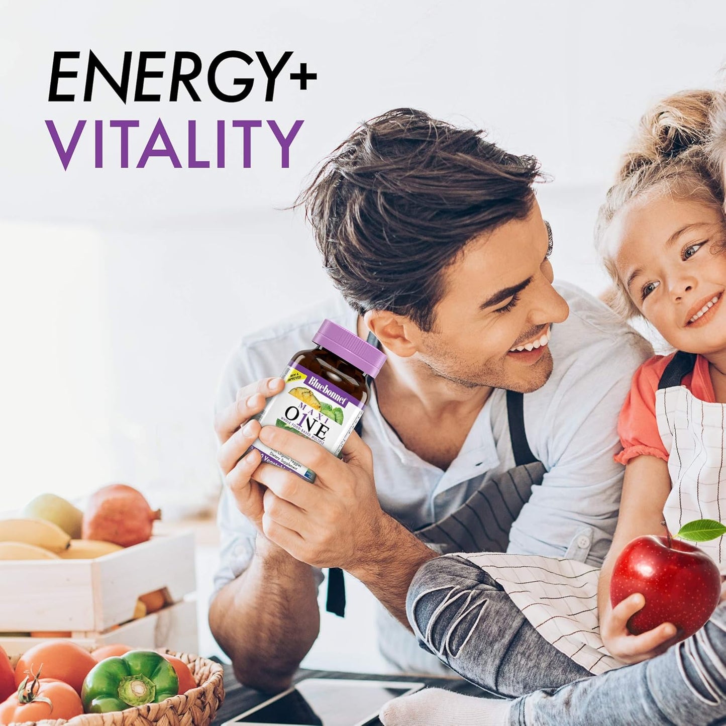 Bluebonnet Nutrition Maxi One Whole Food Multiple with Enzymes for Energy and Vitality - Gluten, Kosher, Soy & Dairy-Free, Non-GMO - 30 Count