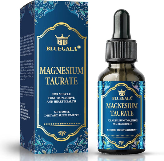 BLUEGALA Magnesium Taurate Liquid Drops - High Absorption Complex for Sleep, Muscle, Nerves, Immune Health - Non-GMO, Vegan