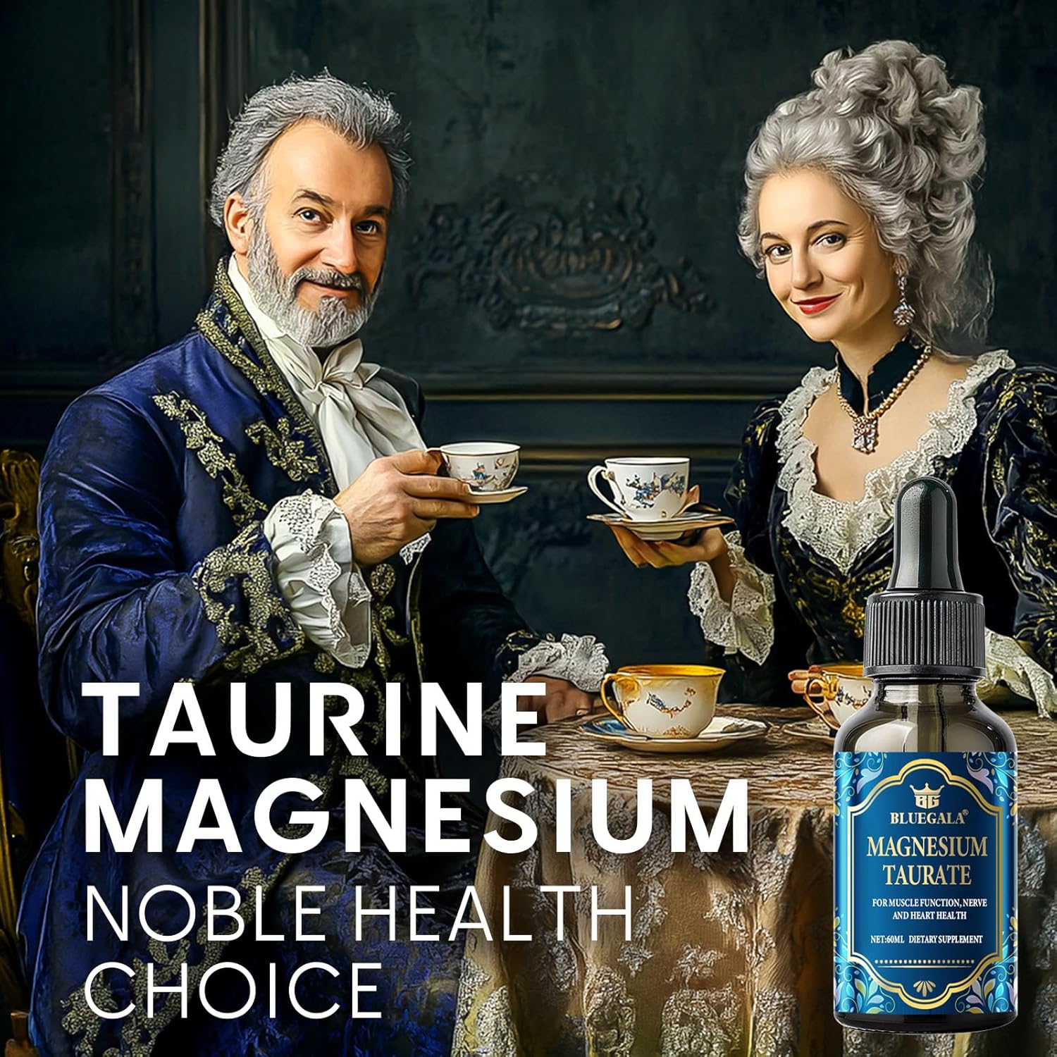 BLUEGALA Magnesium Taurate Liquid Drops - High Absorption Complex for Sleep, Muscle, Nerves, Immune Health - Non-GMO, Vegan