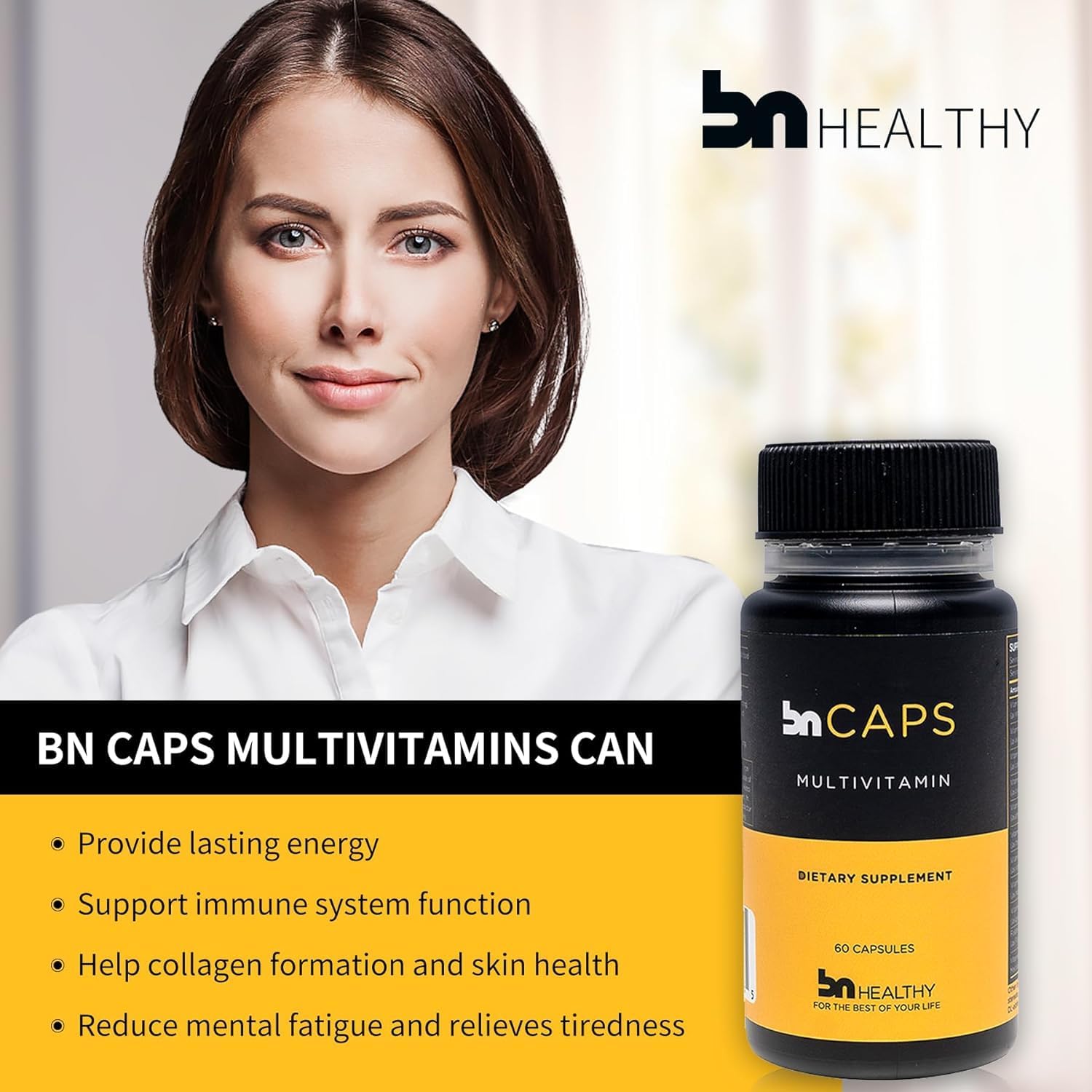 BNHealthy BN Caps - Complete Multivitamin with 22 Essential Nutrients for Men & Women, 240 Capsules, 4-Month Supply