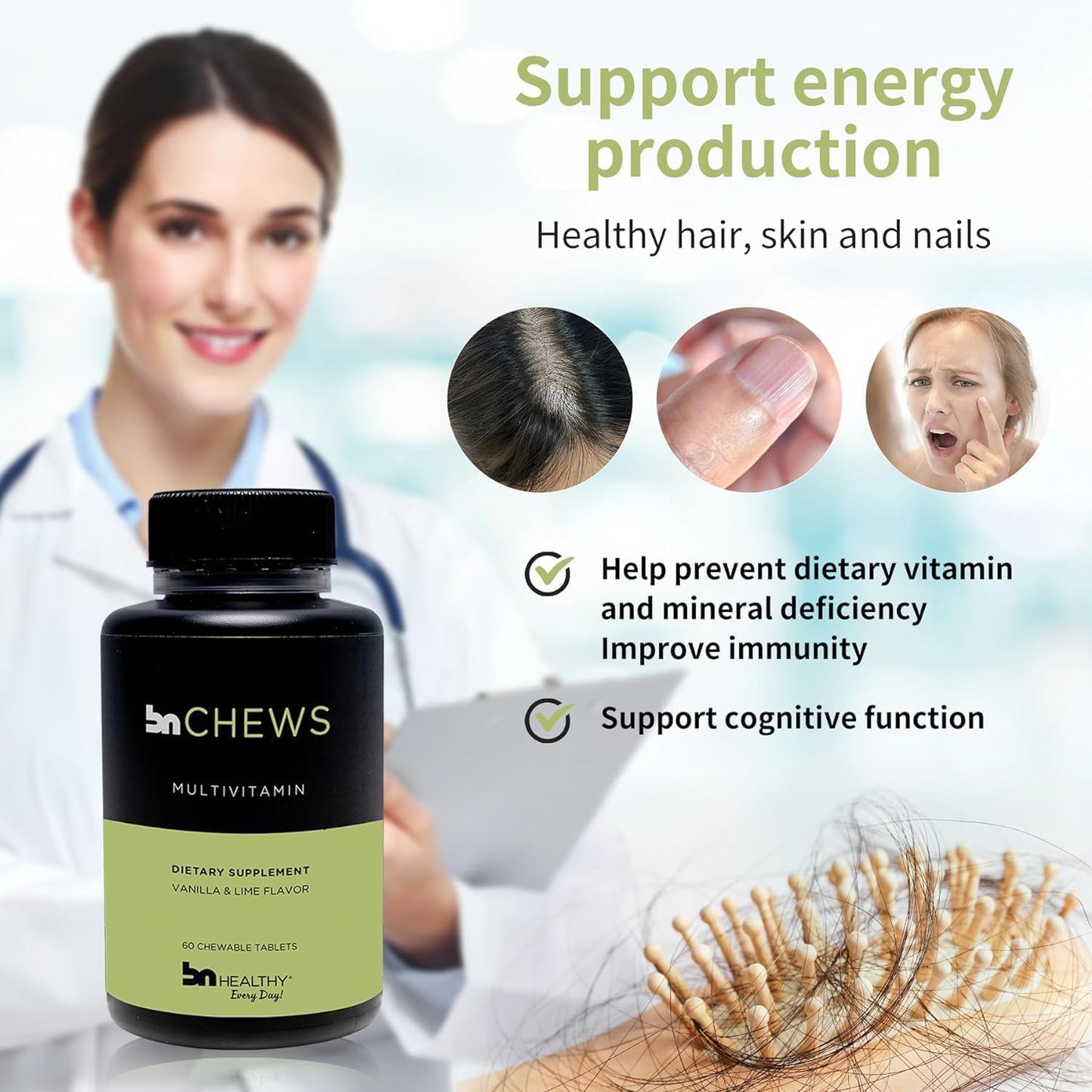 BNHealthy BN Chews Vanilla & Lime - Bariatric Multivitamin Chewable with 27 Essential Nutrients for Men & Women - 2 Pack