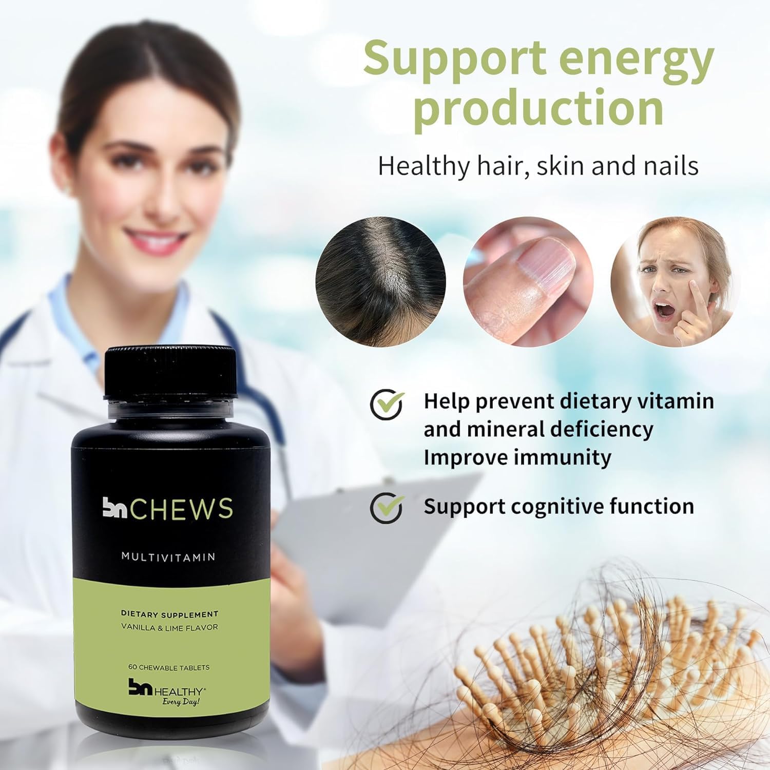 BNHealthy BN Chews Vanilla & Lime - Bariatric Multivitamin Chewable with 27 Essential Nutrients for Men & Women - 2 Pack