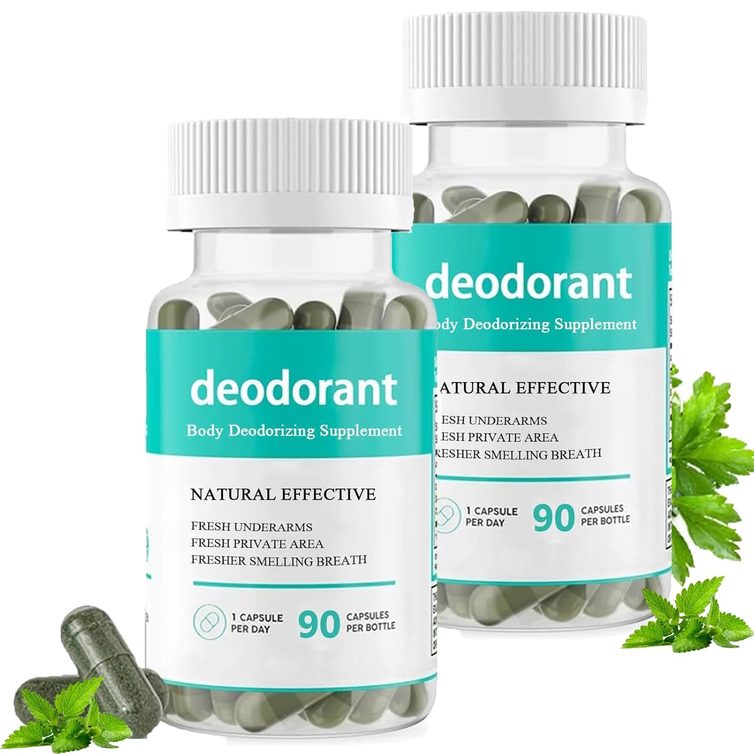 Body Deodorizing Capsules for Detox, Digestion, Gut Health, and Skin Support - 90 Capsules (2 Pack)
