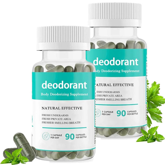Body Deodorizing Capsules for Detox, Digestion, Gut Health, and Skin Support - 90 Capsules (2 Pack)