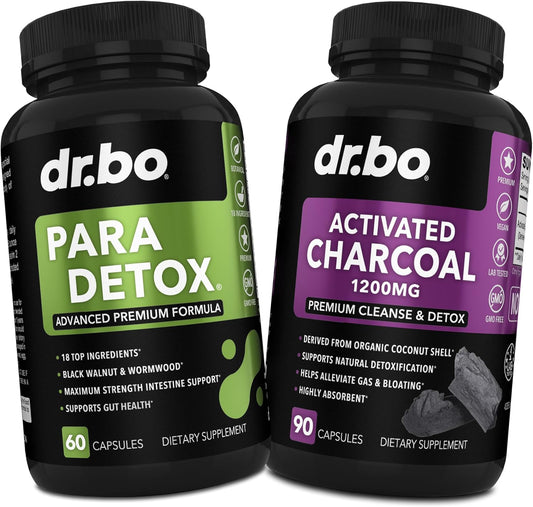 Body Detox Cleanse & Charcoal Capsules for Intestinal Digestive Support - Gut Health Supplement with Wormwood, Black Walnut, and Cloves