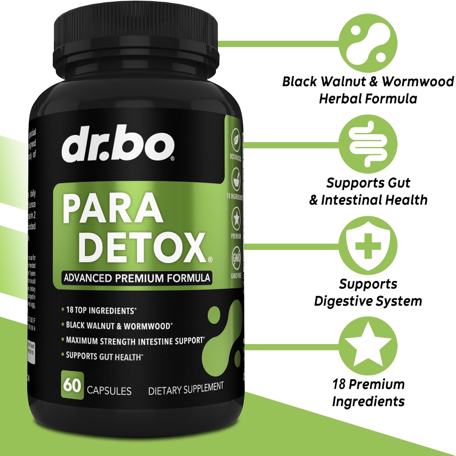 Body Detox Cleanse & Charcoal Capsules for Intestinal Digestive Support - Gut Health Supplement with Wormwood, Black Walnut, and Cloves