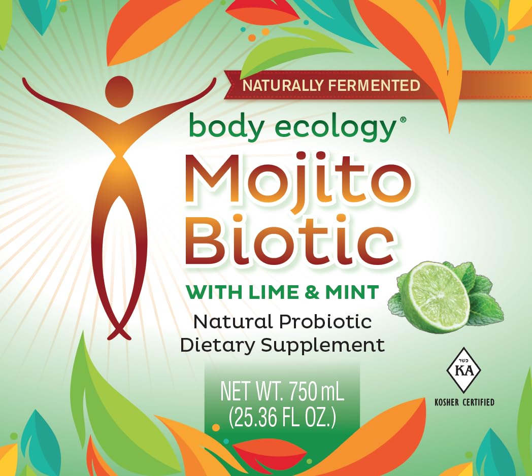 Body Ecology MojitoBiotic Probiotic Beverage | Keto-Friendly & Low-Carb Drink to Reduce Sugar Cravings | 25oz